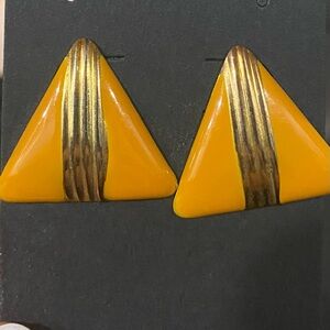 Yellow and Gold Triangle Earrings